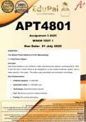 APT4801 Assignment 3 MINOR TEST 1 &lpar;COMPLETE ANSWERS&rpar; 2025 - DUE 21 July 2025