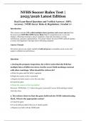 NFHS Soccer Rules Test &vert; 2025&sol;2026 Latest Edition &vert; Real Exam-Based Questions and Verified Answers &vert; 100&percnt; Accuracy &vert; NFHS Soccer Rules & Regulations &vert; Graded A&plus;