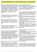United Health Care Test Questions and Answers