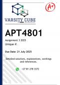 APT4801 Assignment 3 MINOR TEST 1 &lpar;DETAILED ANSWERS&rpar; 2025 - DISTINCTION GUARANTEED 