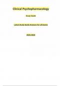 Clinical Psychopharmacology Study Guide Answers for all Exams 2025&sol;2026
