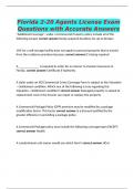 Florida 2-20 Agents License Exam Questions with Accurate Answers