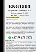ENG1503 Assignment 1 &lpar;100&percnt; ANSWERS&rpar; Semester 1 2025 - DUE 15 August 2025