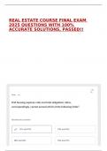 REAL ESTATE COURSE FINAL EXAM 2025 QUESTIONS WITH 100&percnt; ACCURATE SOLUTIONS&comma; PASSED&excl;&excl;