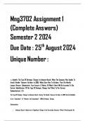 Mng3702 Assignment 1&lpar;Complete Answers&rpar;