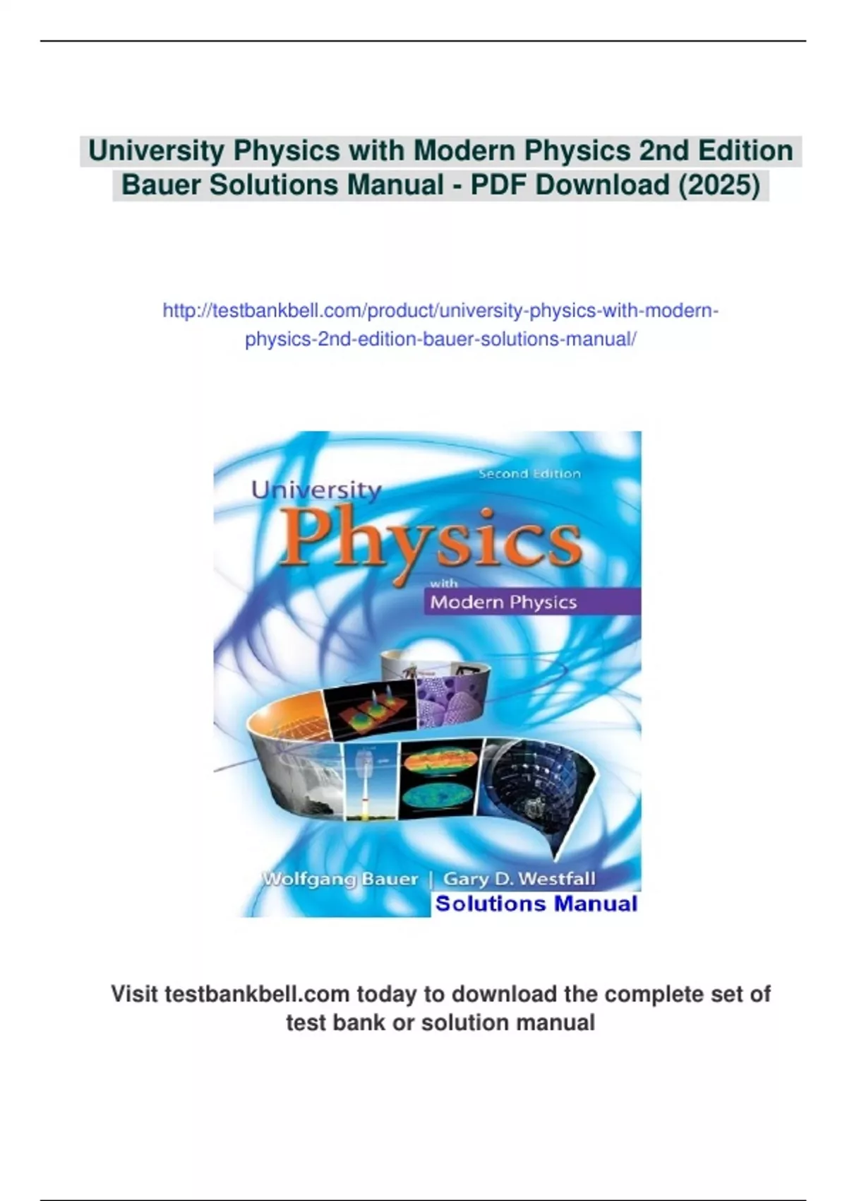 Summary University Physics with Modern Physics 2nd Edition Bauer ...