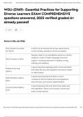 WGU-&lpar;D169&rpar;- Essential Practices for Supporting Diverse Learners EXAM COMPREHENSIVE questions answered&comma; 2025 verified graded A&plus; already passed&excl;