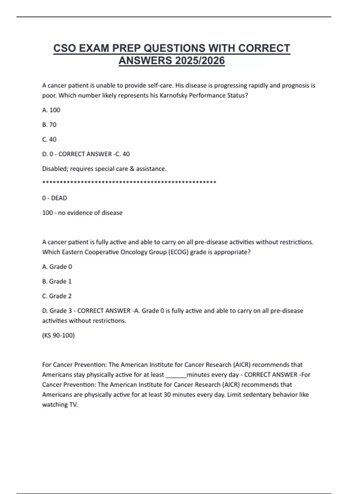 CSO EXAM PREP QUESTIONS WITH CORRECT ANSWERS 2025/2026 - CSO - Stuvia US