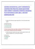 GEORGIA RESIDENTIAL-LIGHT COMMERCIAL  CONTRACTOR PRACTICE EXAM QUESTIONS  AND CORRECT ANSWERS &lpar;VERIFIED ANSWERS&rpar;  PLUS RATIONALES 2025 Q&A &vert; INSTANT  DOWNLOAD PDF