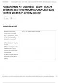 Fundamentals ATI Questions - Exam 1 &vert; EXAM&comma; questions answered MULTIPLE CHOICES &vert; 2025 verified graded A&plus; already passed&excl;