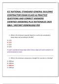 ICC NATIONAL STANDARD GENERAL BUILDING  CONTRACTOR EXAM &lpar;CLASS A&rpar; PRACTICE  QUESTIONS AND CORRECT ANSWERS  &lpar;VERIFIED ANSWERS&rpar; PLUS RATIONALES 2025  Q&A &vert; INSTANT DOWNLOAD PDF