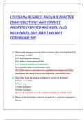 LOUISIANA BUSINESS AND LAW PRACTICE  EXAM QUESTIONS AND CORRECT  ANSWERS &lpar;VERIFIED ANSWERS&rpar; PLUS  RATIONALES 2025 Q&A &vert; INSTANT  DOWNLOAD PDF