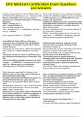 UHC Medicare Certification Exam Questions and Answers