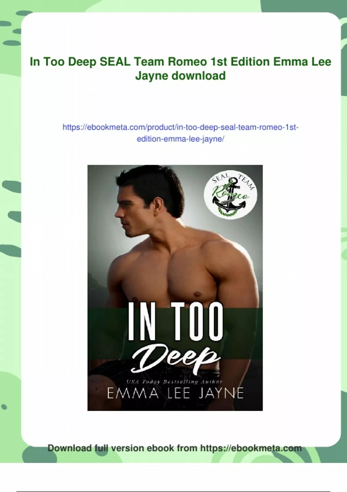 Team Romeo Summary In Too Deep SEAL Team Romeo 1st Edition Emma Lee Jayne ...