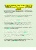 Elevator Mechanic Exam Review UPDATED   ACTUAL Exam Questions and CORRECT  Answers 