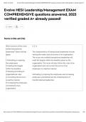 Evolve HESI Leadership&sol;Management EXAM COMPREHENSIVE questions answered&comma; 2025 verified graded A&plus; already passed&excl;