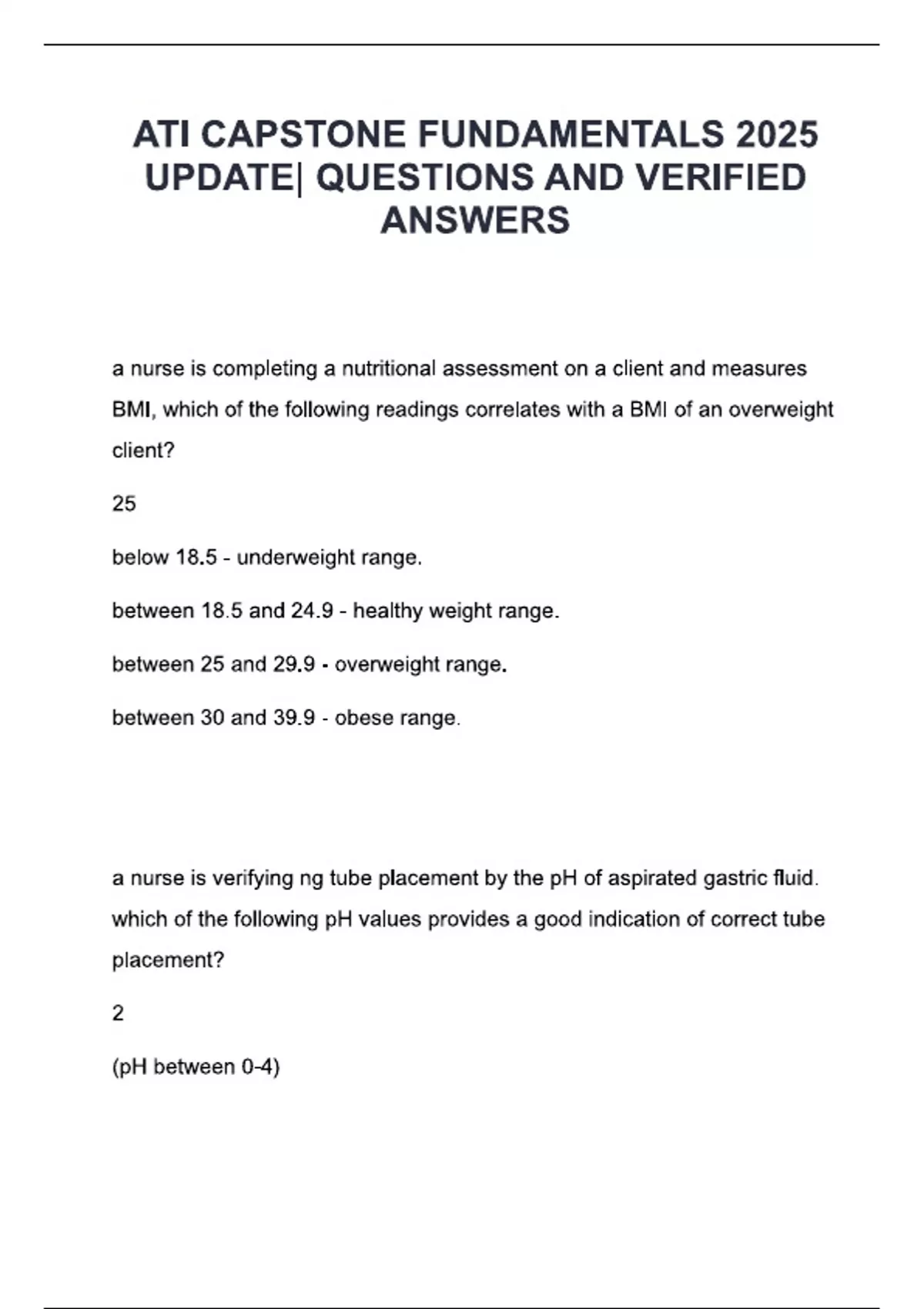 ATI CAPSTONE FUNDAMENTALS 2025 UPDATE QUESTIONS AND VERIFIED ANSWERS ...
