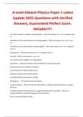 A Level Edexcel Physics Paper 1 Latest Update 2025 Questions with Verified Answers&comma; Guaranteed Perfect Score&period; Reliable&excl;&excl;&excl;&excl;