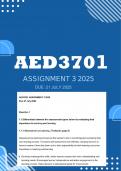  AED3701 Assignment 3 –  COMPLETE ANSWERS DUE 23 JULY 2025, UNISA