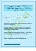 PROPERTY AND CASUALTY INSURANCE EXAM 2025 QUESTIONS AND ANSWERS