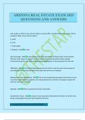 ARIZONA REAL ESTATE EXAM 2025 QUESTIONS AND ANSWERS