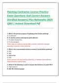 Painting Contractor License Practice  Exam Questions And Correct Answers  &lpar;Verified Answers&rpar; Plus Rationales 2025  Q&A &vert; Instant Download Pdf 