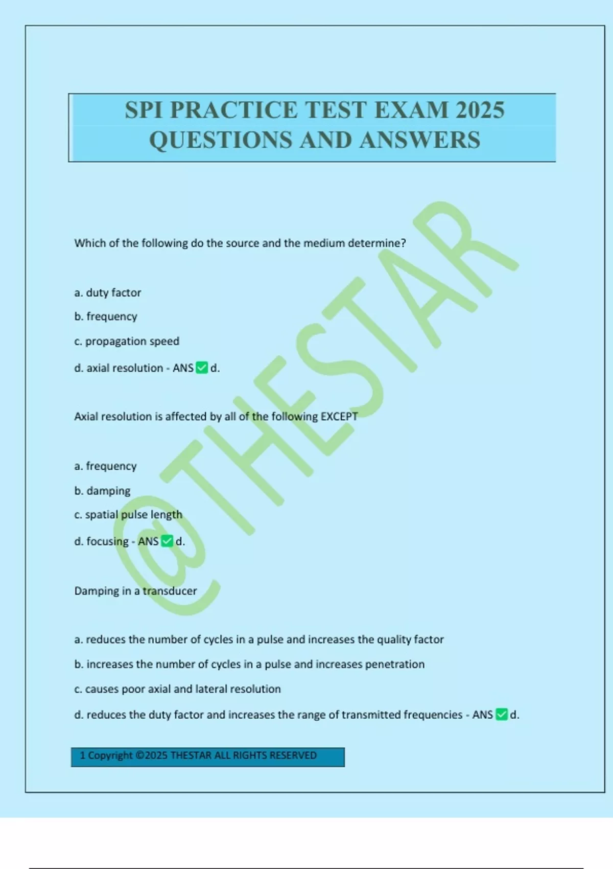 SPI PRACTICE TEST EXAM 2025 QUESTIONS AND ANSWERS - SPI - Stuvia US