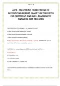 AIPB-MASTERING CORRECTIONS OF ACCOUNTING ERRORS EXAM STUDY GUIDE WITH COMPLETE 250 QUESTIONS AND CORRECT DETAILED SOLUTIONS JUST RELEASED THIS YEAR
