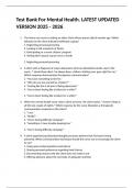 Test Bank For Mental Health&period; LATEST UPDATED VERSION 2025 - 2026