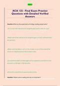 ACA 122 - Final Exam Practice  Questions with Detailed Verified  Answers