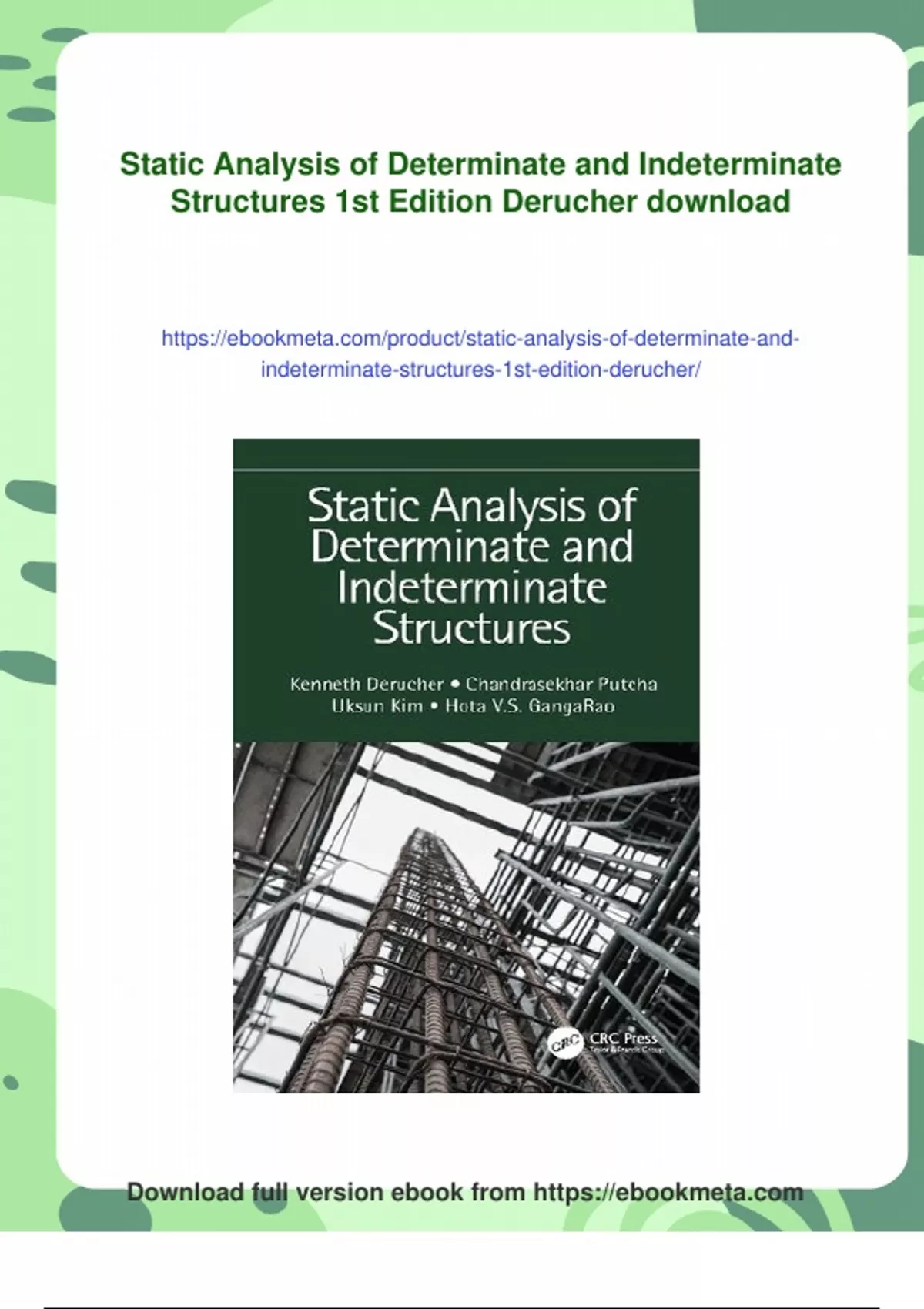 Summary Static Analysis of Determinate and Indeterminate Structures 1st ...