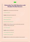 Citizenship Test 2025 Questions with  Detailed Verified Answers