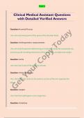 Clinical Medical Assistant Questions  with Detailed Verified Answers 