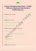 Clinical Pathophysiology Exam 1 LCON  McGowen Questions with Detailed  Verified Answers 