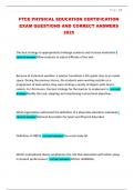 FTCE PHYSICAL EDUCATION CERTIFICATION EXAM QUESTIONS AND CORRECT ANSWERS 2025