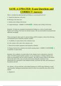 SANE A UPDATED  Exam Questions and  CORRECT Answers 