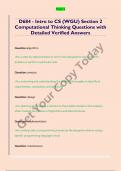 D684 - Intro to CS &lpar;WGU&rpar; Section 2  Computational Thinking Questions with  Detailed Verified Answers 