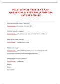 PILATES BASI WRITTEN EXAM QUESTIONS & ANSWERS &lpar;VERIFIED&rpar; LATEST UPDATE 