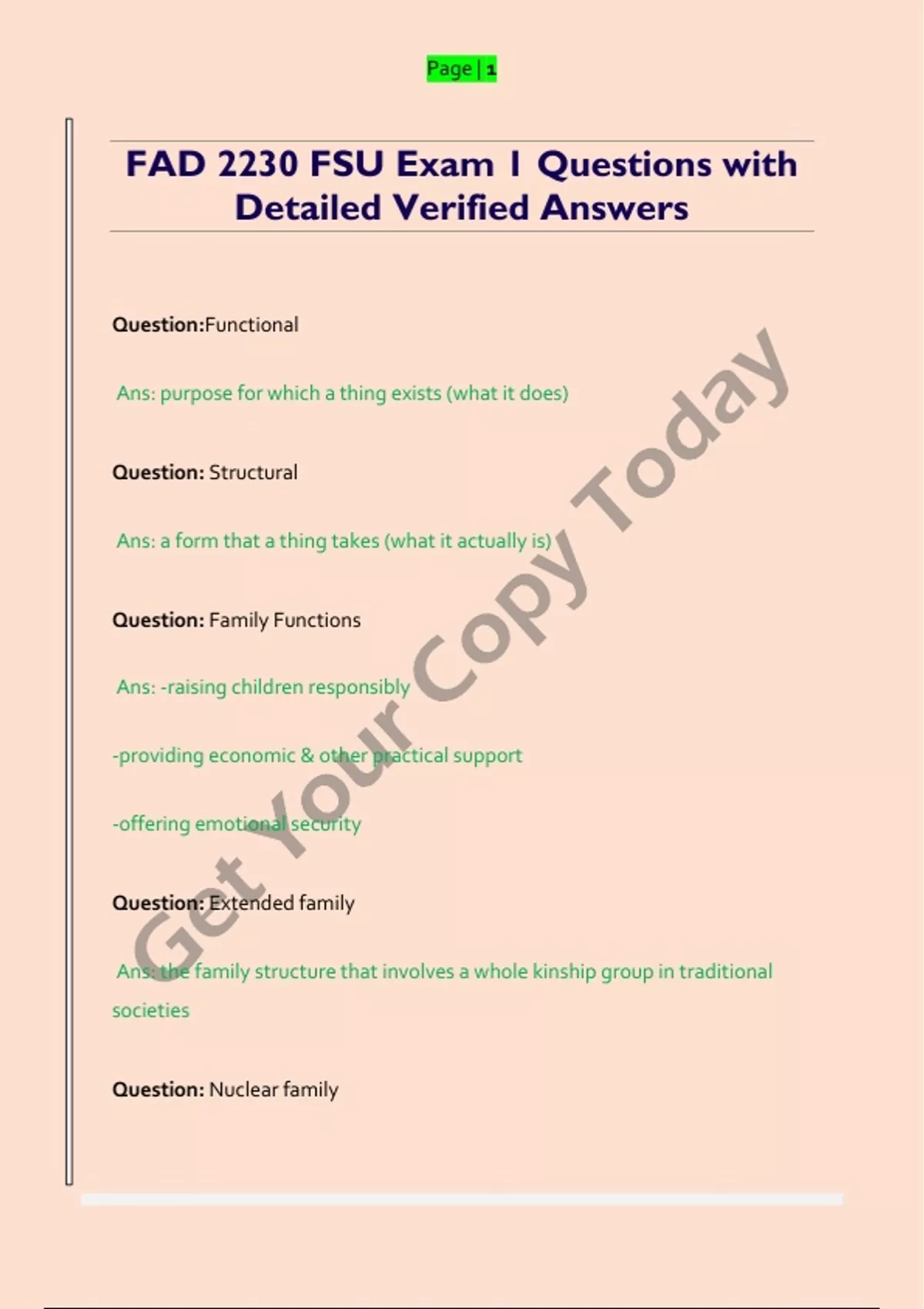 FAD 2230 FSU Exam 1 Questions with Detailed Verified Answers - FAD 2230 ...