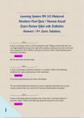 Learning System RN 3&period;0 Maternal Newborn Final Quiz &sol; Newest Actual Exam Review Q&A with Definitive Answers &sol; A&plus; Score Solutions&period;