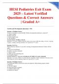 HESI Pediatrics Exit Exam 2025 &ndash; Latest Verified Questions & Correct Answers &vert; Graded A&plus;