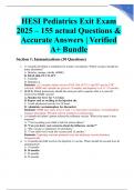 HESI Pediatrics Exit Exam 2025 &ndash; 155 actual Questions & Accurate Answers &vert; Verified A&plus; Bundle