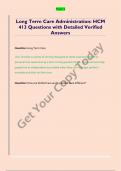 Long Term Care and Administration Exam   Questions with Detailed Verified Answers