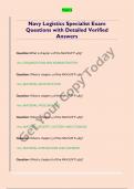 Navy Logistics Specialist Exam  Questions with Detailed Verified  Answers