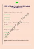 NUR 261 Exam Questions with Detailed  Verified Answers 