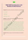 NUR 3600 Final Questions with  Detailed Verified Answers 