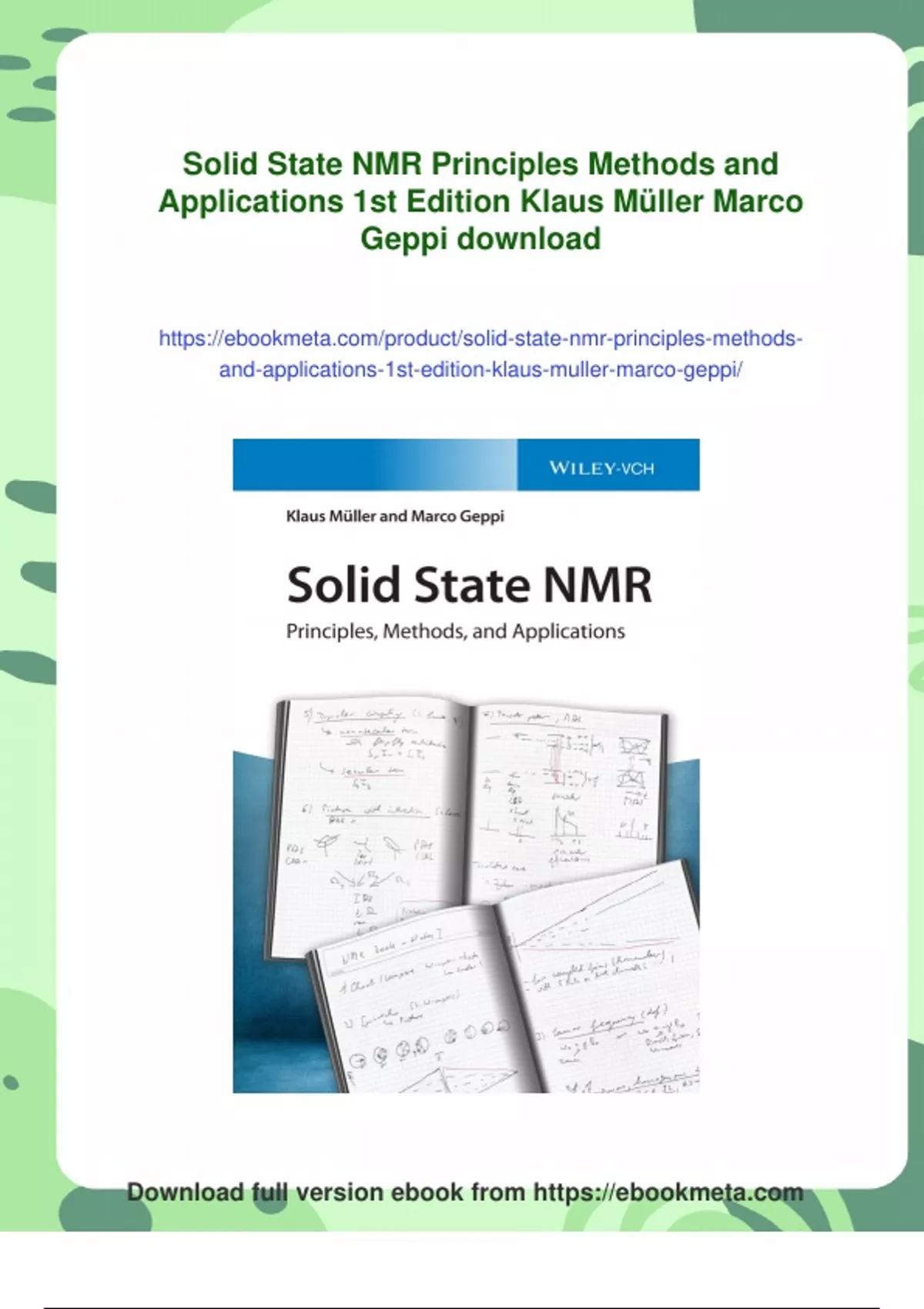 Summary Solid State NMR Principles Methods and Applications 1st Edition ...