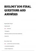 Biology 206 Final Final Exam Review 2025 Questions and Answers Solved Correct&excl;&excl;