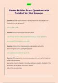 Owner Builder Test Questions with  Detailed Verified Answers 