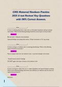 CMS Maternal Newborn Practice 2025 A test Review&sol; Key Questions with &excl;00&percnt; Correct Answers&period; 